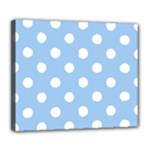 Polka Dots - White on Baby Blue Deluxe Canvas 24  x 20  (Stretched)