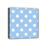 Polka Dots - White on Baby Blue Mini Canvas 4  x 4  (Stretched)