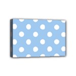 Polka Dots - White on Baby Blue Mini Canvas 6  x 4  (Stretched)