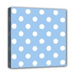 Polka Dots - White on Baby Blue Mini Canvas 8  x 8  (Stretched)