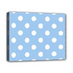 Polka Dots - White on Baby Blue Canvas 10  x 8  (Stretched)