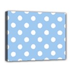 Polka Dots - White on Baby Blue Canvas 14  x 11  (Stretched)