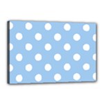 Polka Dots - White on Baby Blue Canvas 18  x 12  (Stretched)