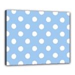 Polka Dots - White on Baby Blue Canvas 20  x 16  (Stretched)