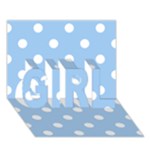 Polka Dots - White on Baby Blue GIRL 3D Greeting Card (7x5)