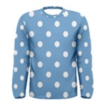 Polka Dots - White on Iceberg Blue Men s Long Sleeve T-shirt