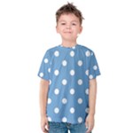 Polka Dots - White on Iceberg Blue Kid s Cotton Tee