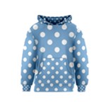 Polka Dots - White on Iceberg Blue Kid s Pullover Hoodie