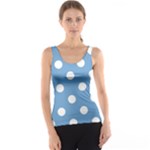 Polka Dots - White on Iceberg Blue Tank Top