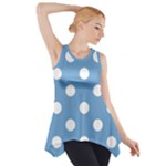 Polka Dots - White on Iceberg Blue Side Drop Tank Tunic