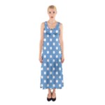 Polka Dots - White on Iceberg Blue Full Print Maxi Dress