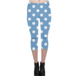 Polka Dots - White on Iceberg Blue Capri Leggings