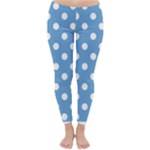 Polka Dots - White on Iceberg Blue Winter Leggings