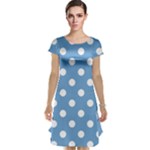 Polka Dots - White on Iceberg Blue Cap Sleeve Nightdress