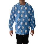 Polka Dots - White on Iceberg Blue Hooded Wind Breaker (Kids)
