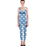 Polka Dots - White on Iceberg Blue OnePiece Catsuit
