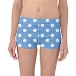 Polka Dots - White on Iceberg Blue Boyleg Bikini Bottoms