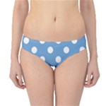 Polka Dots - White on Iceberg Blue Hipster Bikini Bottoms
