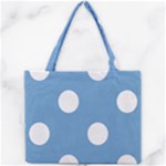 Polka Dots - White on Iceberg Blue Mini Tote Bag