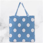 Polka Dots - White on Iceberg Blue Grocery Tote Bag