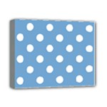 Polka Dots - White on Iceberg Blue Deluxe Canvas 14  x 11  (Stretched)