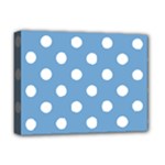 Polka Dots - White on Iceberg Blue Deluxe Canvas 16  x 12  (Stretched)
