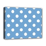 Polka Dots - White on Iceberg Blue Deluxe Canvas 20  x 16  (Stretched)