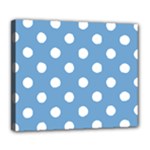 Polka Dots - White on Iceberg Blue Deluxe Canvas 24  x 20  (Stretched)