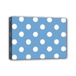 Polka Dots - White on Iceberg Blue Mini Canvas 7  x 5  (Stretched)