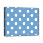 Polka Dots - White on Iceberg Blue Canvas 10  x 8  (Stretched)