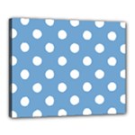 Polka Dots - White on Iceberg Blue Canvas 20  x 16  (Stretched)