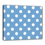 Polka Dots - White on Iceberg Blue Canvas 24  x 20  (Stretched)