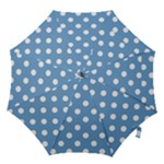 Polka Dots - White on Iceberg Blue Hook Handle Umbrella (Medium)