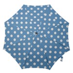 Polka Dots - White on Iceberg Blue Hook Handle Umbrella (Small)