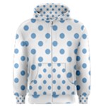 Polka Dots - Iceberg Blue on White Men s Zipper Hoodie