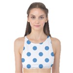 Polka Dots - Iceberg Blue on White Tank Bikini Top