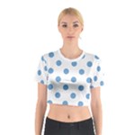 Polka Dots - Iceberg Blue on White Cotton Crop Top