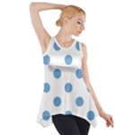 Polka Dots - Iceberg Blue on White Side Drop Tank Tunic