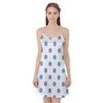 Polka Dots - Iceberg Blue on White Satin Night Slip