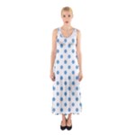 Polka Dots - Iceberg Blue on White Full Print Maxi Dress