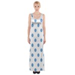 Polka Dots - Iceberg Blue on White Maxi Thigh Split Dress