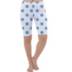 Polka Dots - Iceberg Blue on White Cropped Leggings