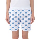 Polka Dots - Iceberg Blue on White Women s Basketball Shorts