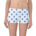 Polka Dots - Iceberg Blue on White Boyleg Bikini Bottoms
