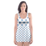Polka Dots - Iceberg Blue on White Skater Dress Swimsuit