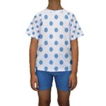 Polka Dots - Iceberg Blue on White Kid s Short Sleeve Swimwear