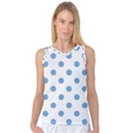 Polka Dots - Iceberg Blue on White Women s Basketball Tank Top