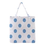 Polka Dots - Iceberg Blue on White Grocery Tote Bag