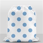 Polka Dots - Iceberg Blue on White Drawstring Bag (Small)