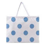 Polka Dots - Iceberg Blue on White Zipper Large Tote Bag